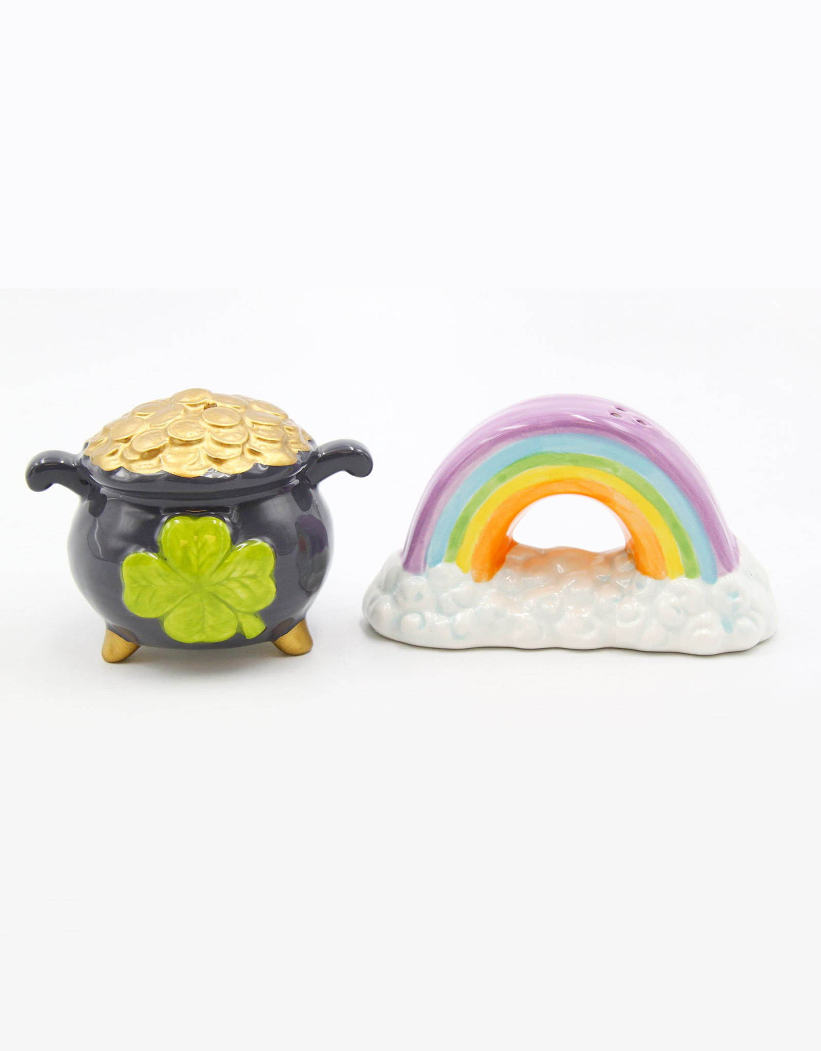 KITCHEN & ACCESSORIES RAINBOW and POT of GOLD SALT & PEPPER SET