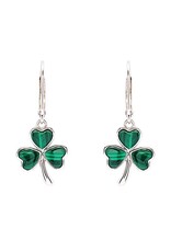 EARRINGS SHANORE STERLING & MALACHITE SHAMROCK DROP EARRINGS