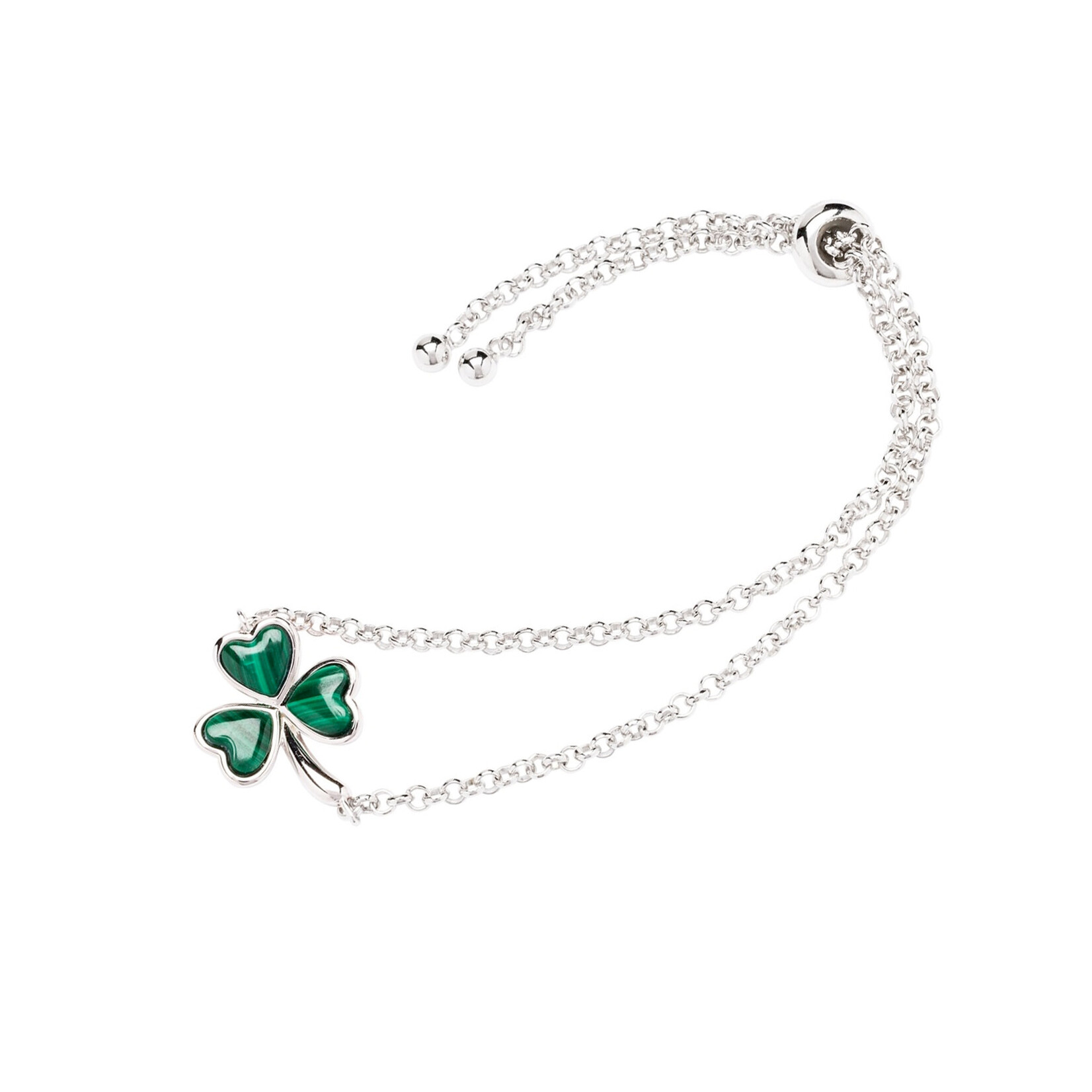 BRACELETS & BANGLES SHANORE STERLING & MALACHITE SHAMROCK BRACELET