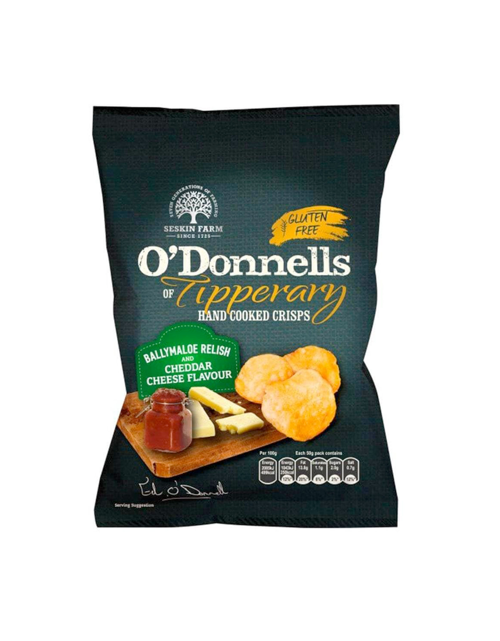CRISPS / CHIPS O' DONNELLS BALLYMALOE RELISH & CHEDDAR CHEESE CRISPS (47.5g)