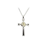 PENDANTS & NECKLACES SHANORE STERLING TRINITY CROSS PENDANT w DIAMONDS & GP