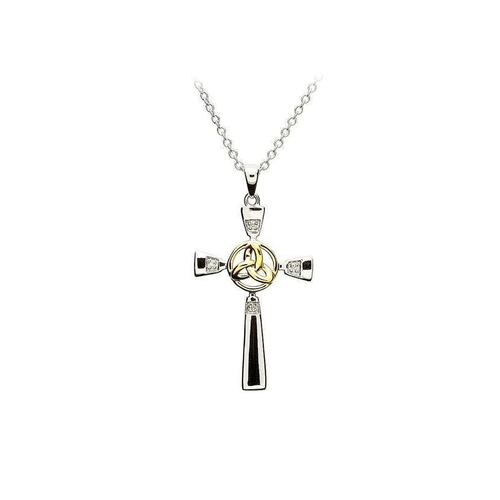 PENDANTS & NECKLACES SHANORE STERLING TRINITY CROSS PENDANT w DIAMONDS & GP