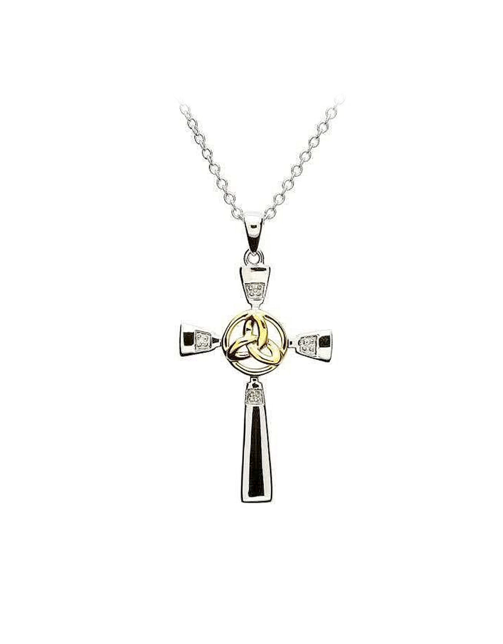 PENDANTS & NECKLACES SHANORE STERLING TRINITY CROSS PENDANT w DIAMONDS & GP