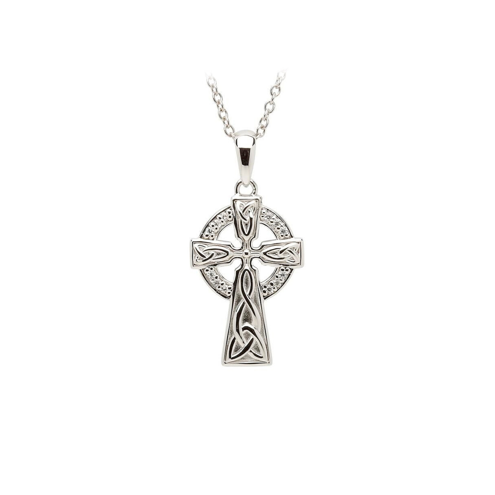 CROSSES SHANORE STERLING PAVE MED CELTIC CROSS with CZs