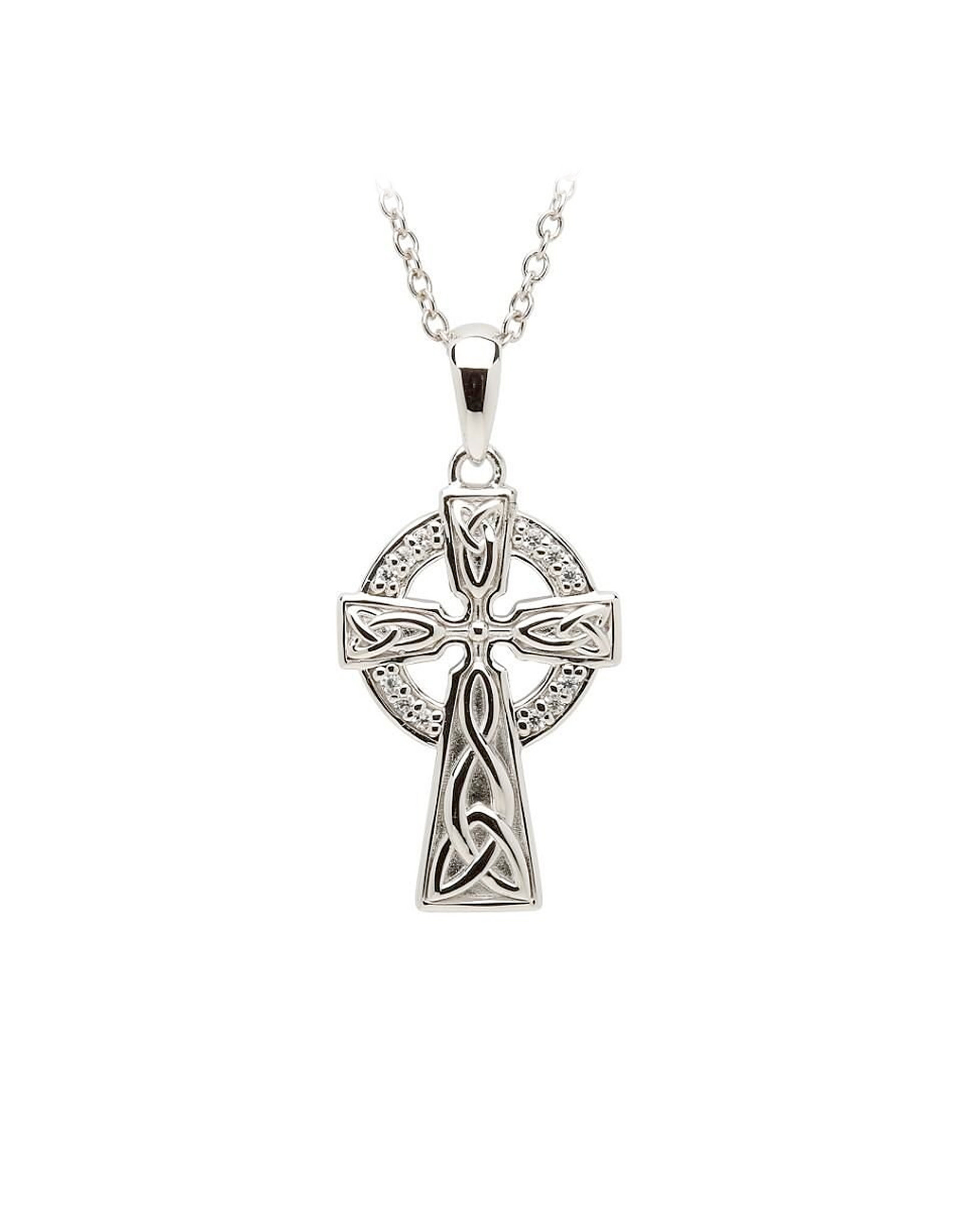CROSSES SHANORE STERLING PAVE MED CELTIC CROSS with CZs