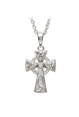 CROSSES SHANORE STERLING CELTIC CROSS PENDANT w WHT CRYSTALS