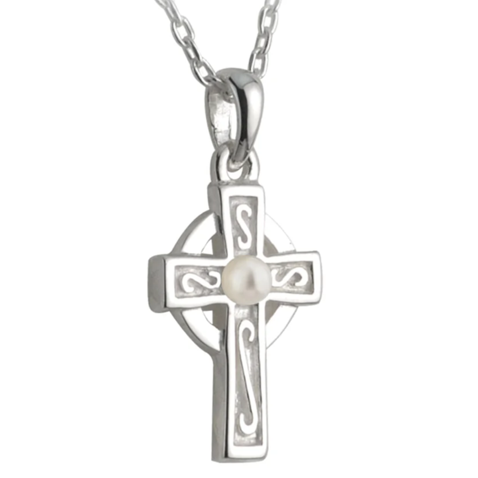 PENDANTS & NECKLACES LITTLE TARA CELTIC CROSS PLATED PENDANT w PEARL