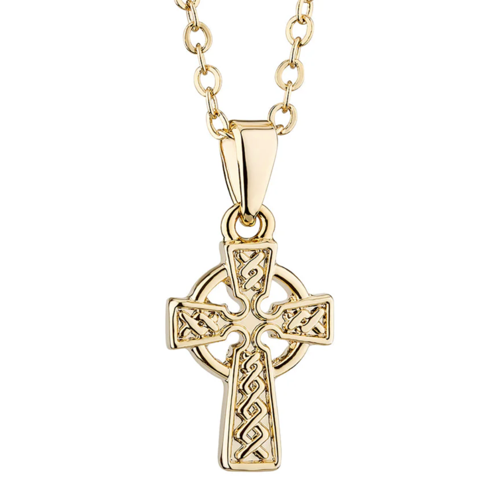 PENDANTS & NECKLACES SOLVAR GOLD PLATED SML CELTIC CROSS PENDANT