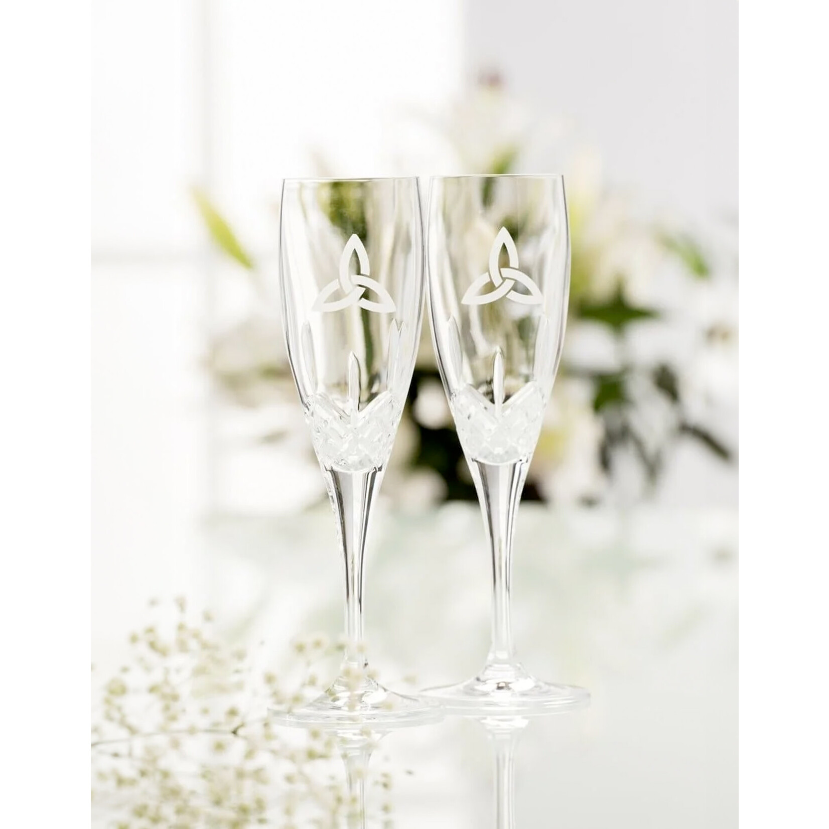 WEDDING GALWAY CRYSTAL FLUTE PAIR - Trinity