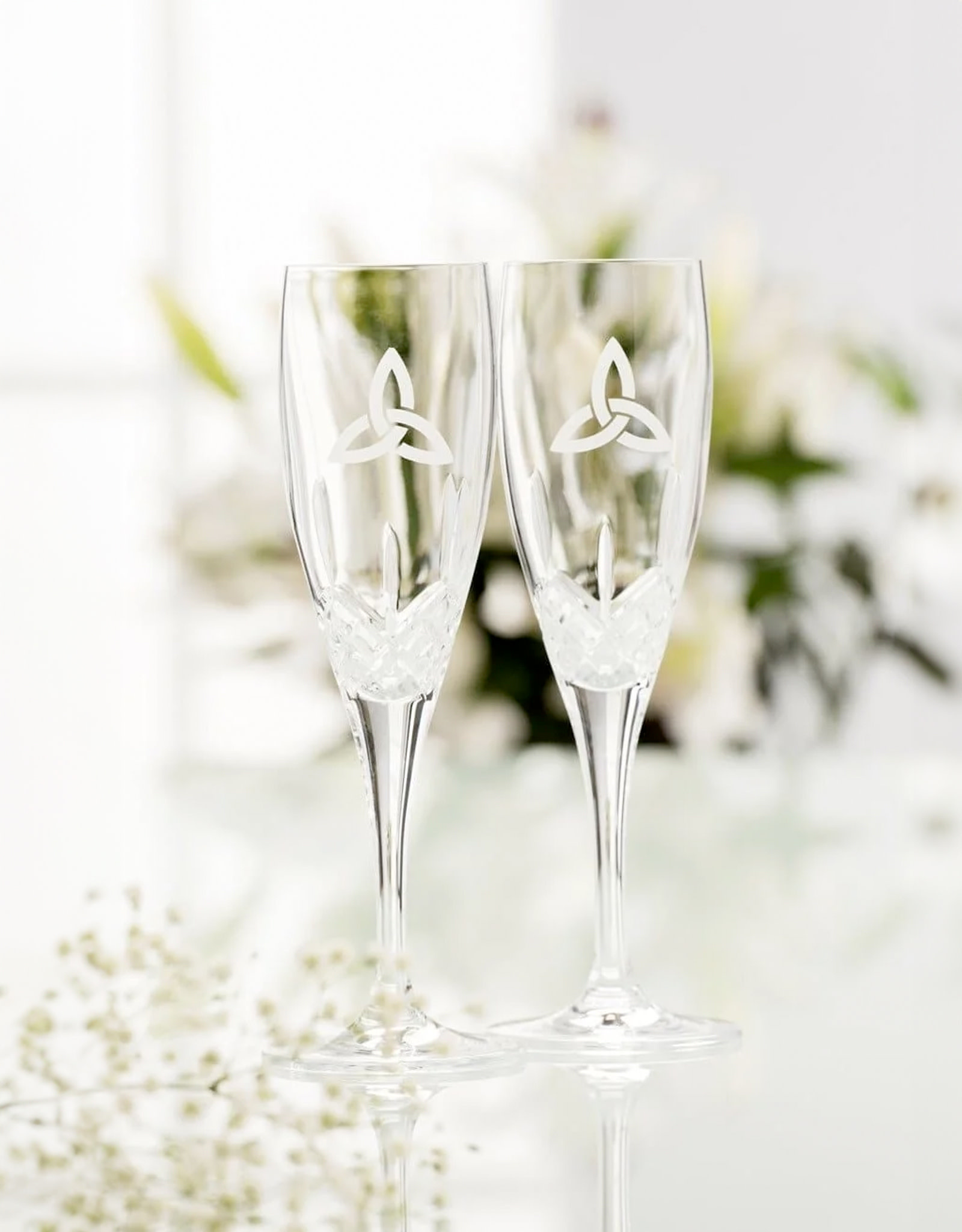 WEDDING GALWAY CRYSTAL FLUTE PAIR - Trinity