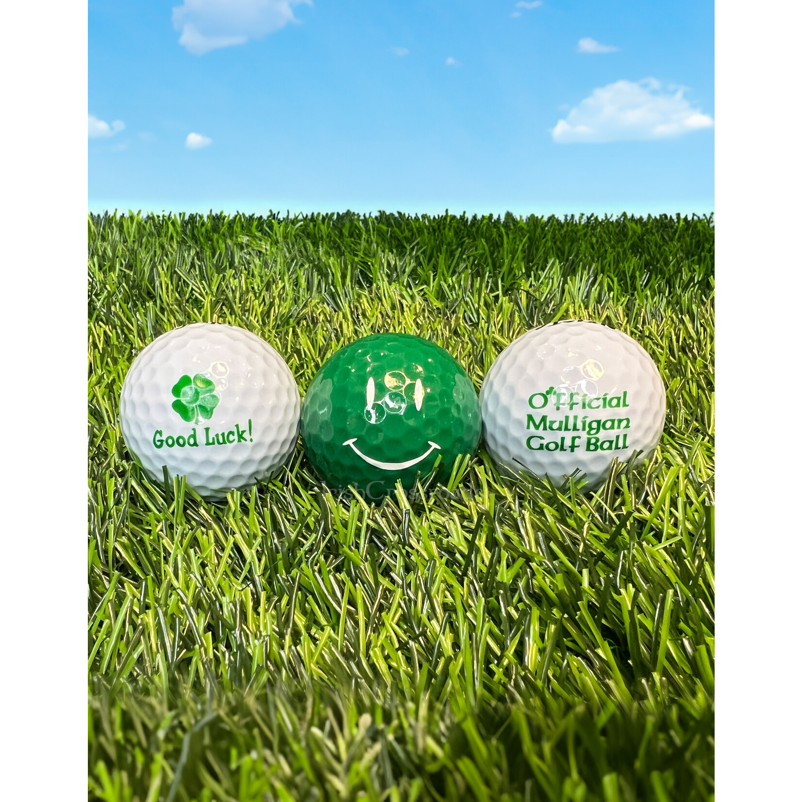 NOVELTY GOOD LUCK GOLF BALLS - 3 PACK
