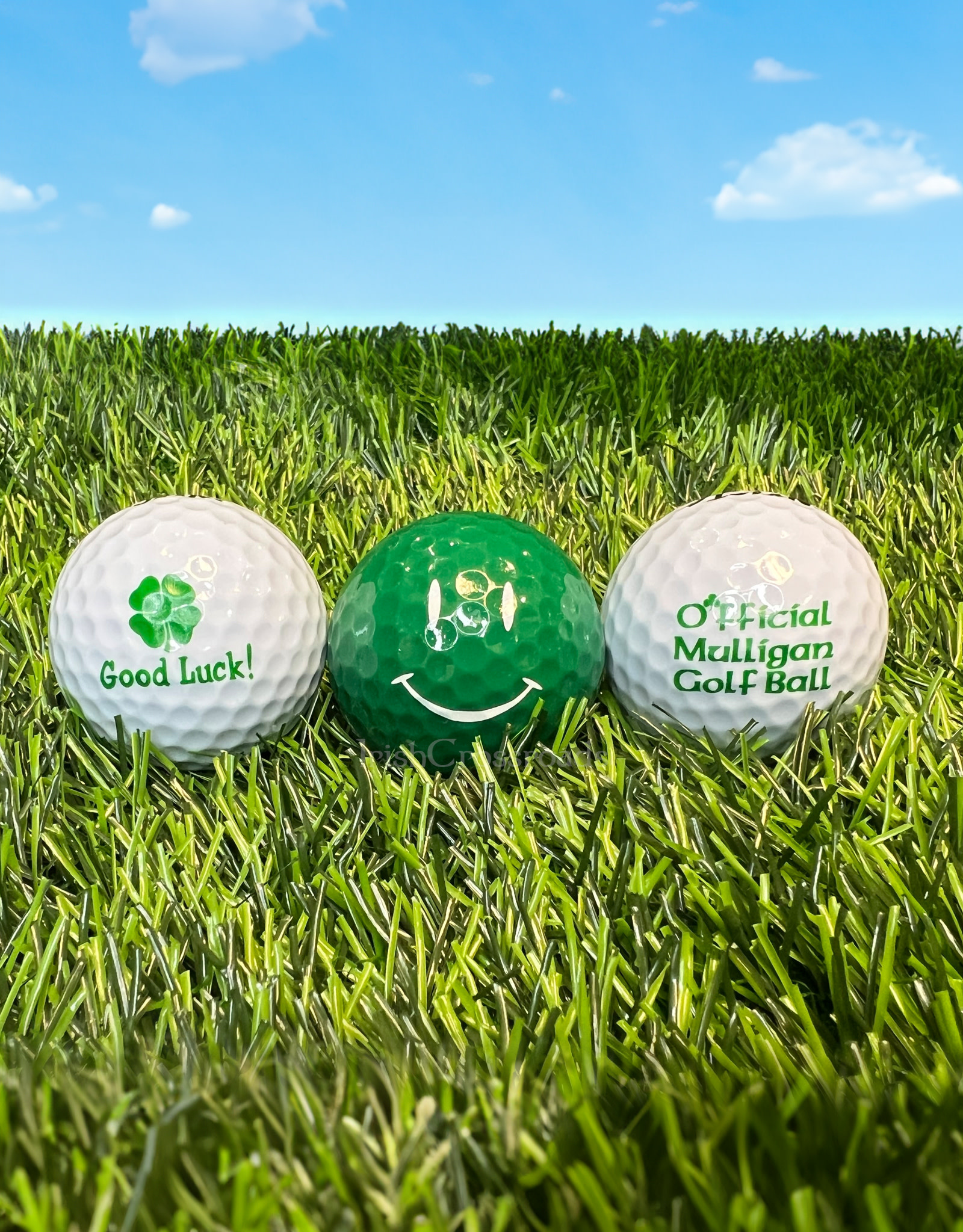 NOVELTY GOOD LUCK GOLF BALLS - 3 PACK