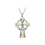 CROSSES SHANORE LRG STERLING w. GP HEART TRIN/CLAD CROSS w EM & DIA