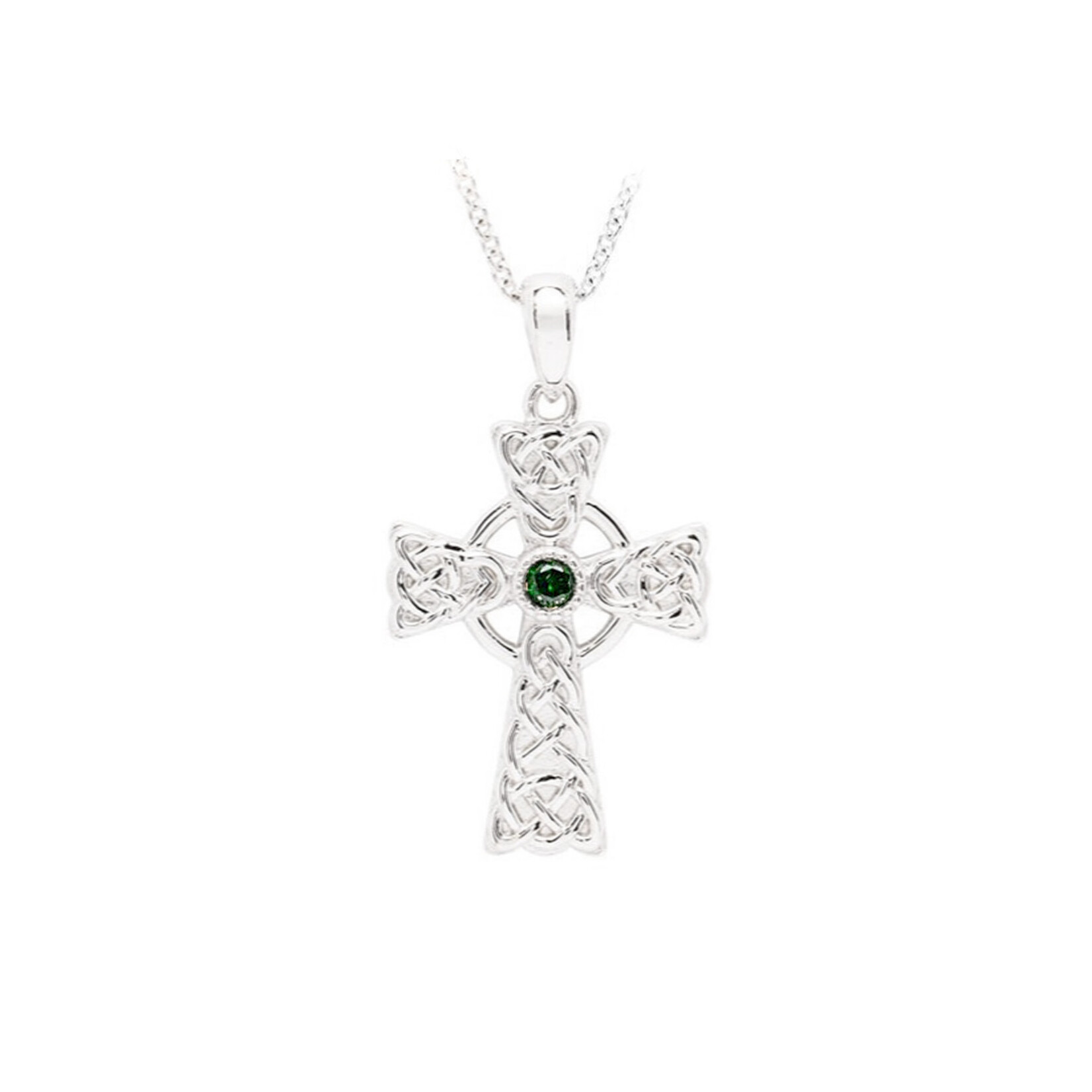 PENDANTS & NECKLACES SHANORE STERLING CELTIC CROSS w GRN CZ
