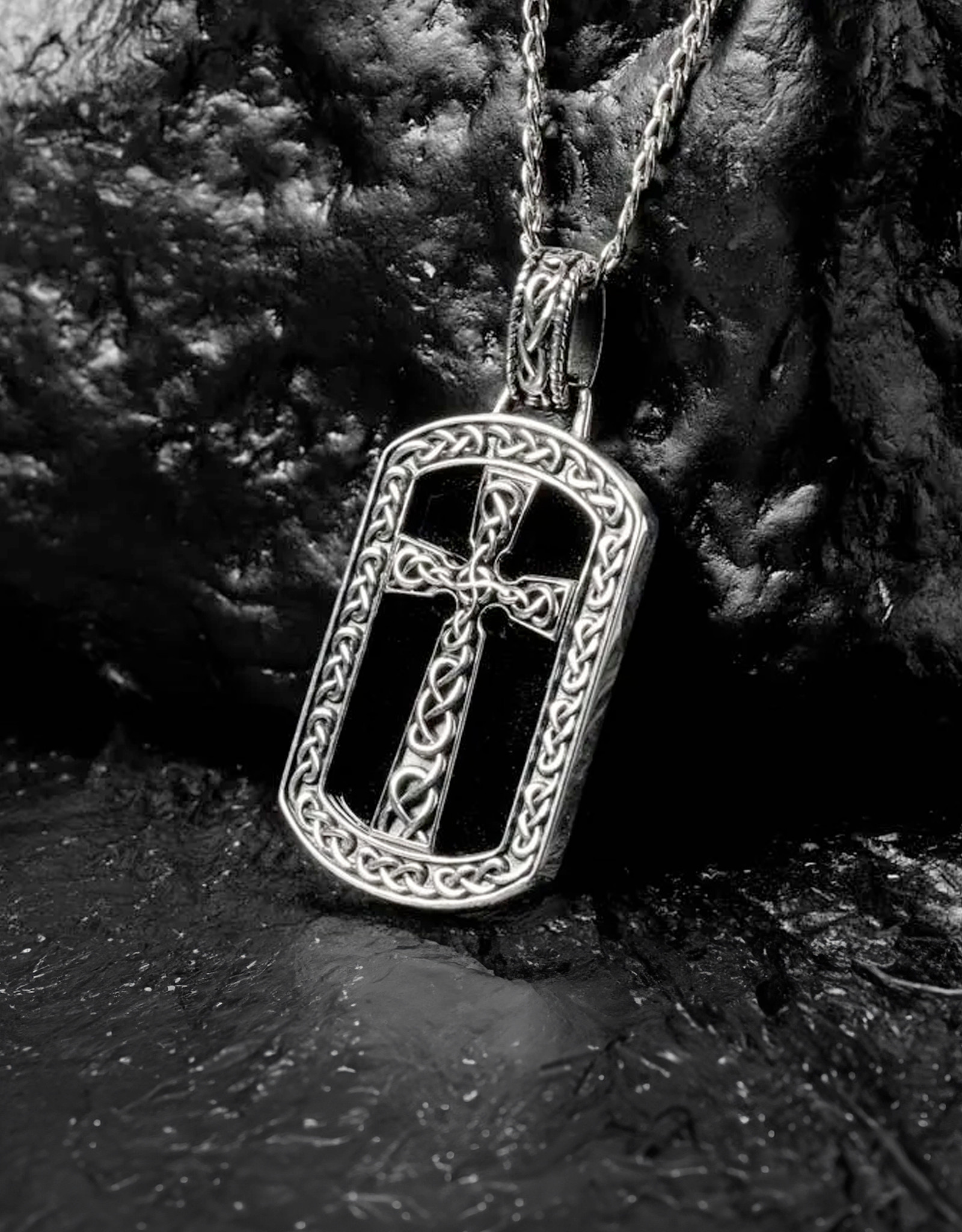 PENDANTS & NECKLACES SHANORE STERLING GENTS CROSS PENDANT - Sky Collection w Onyx