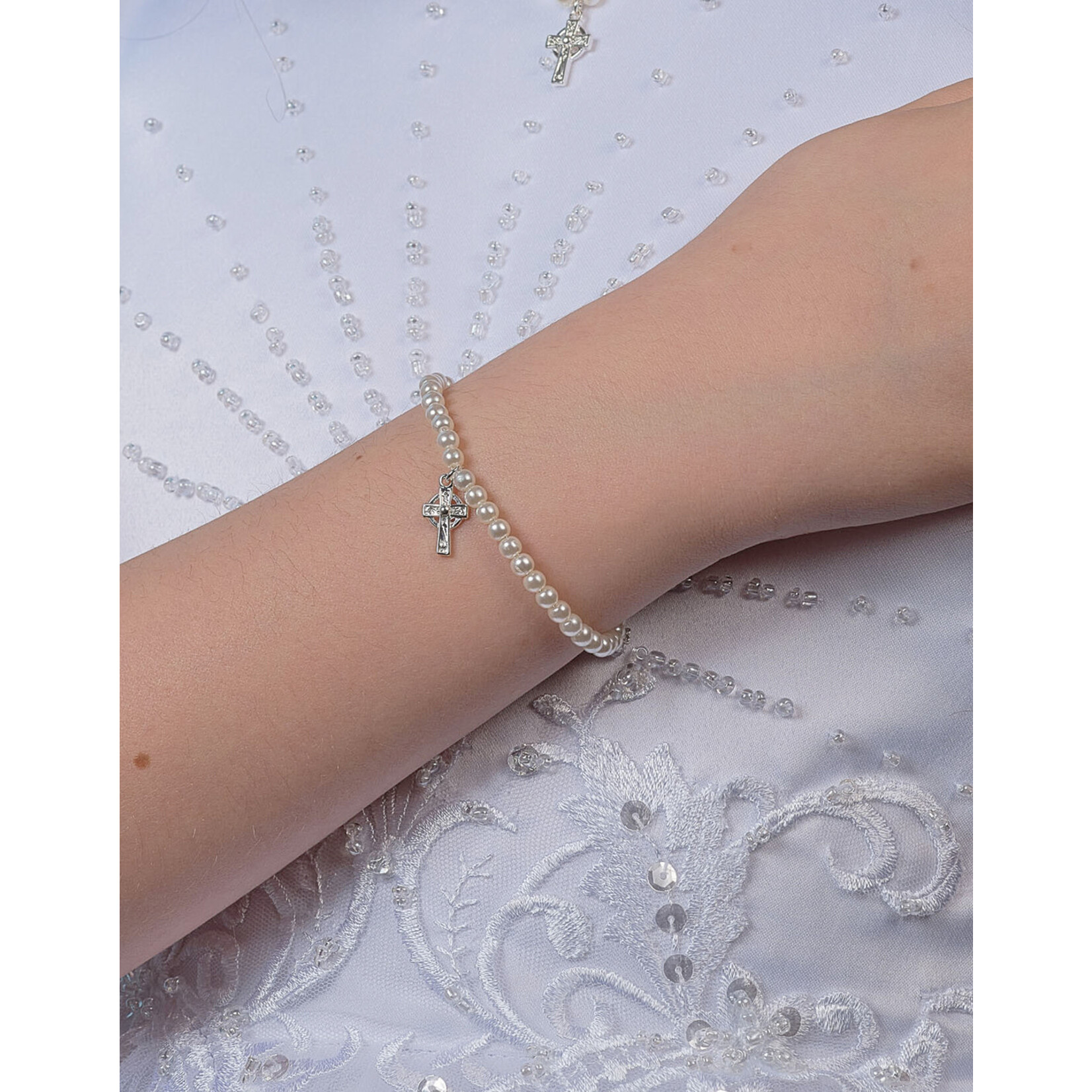 BRACELETS & BANGLES LITTLE TARA PEARL BRACELET with CELTIC CROSS
