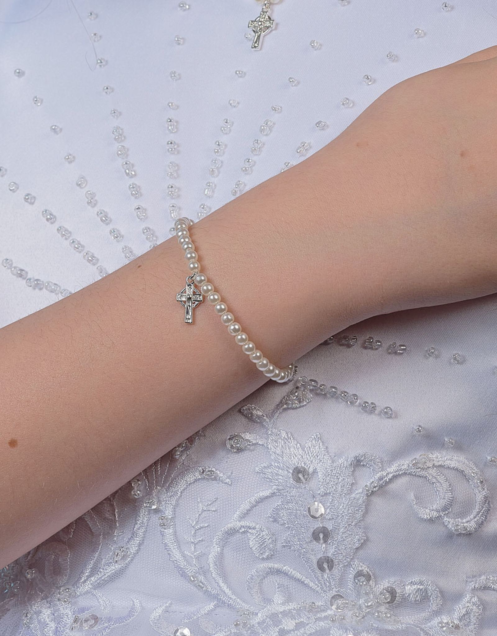 BRACELETS & BANGLES LITTLE TARA PEARL BRACELET with CELTIC CROSS