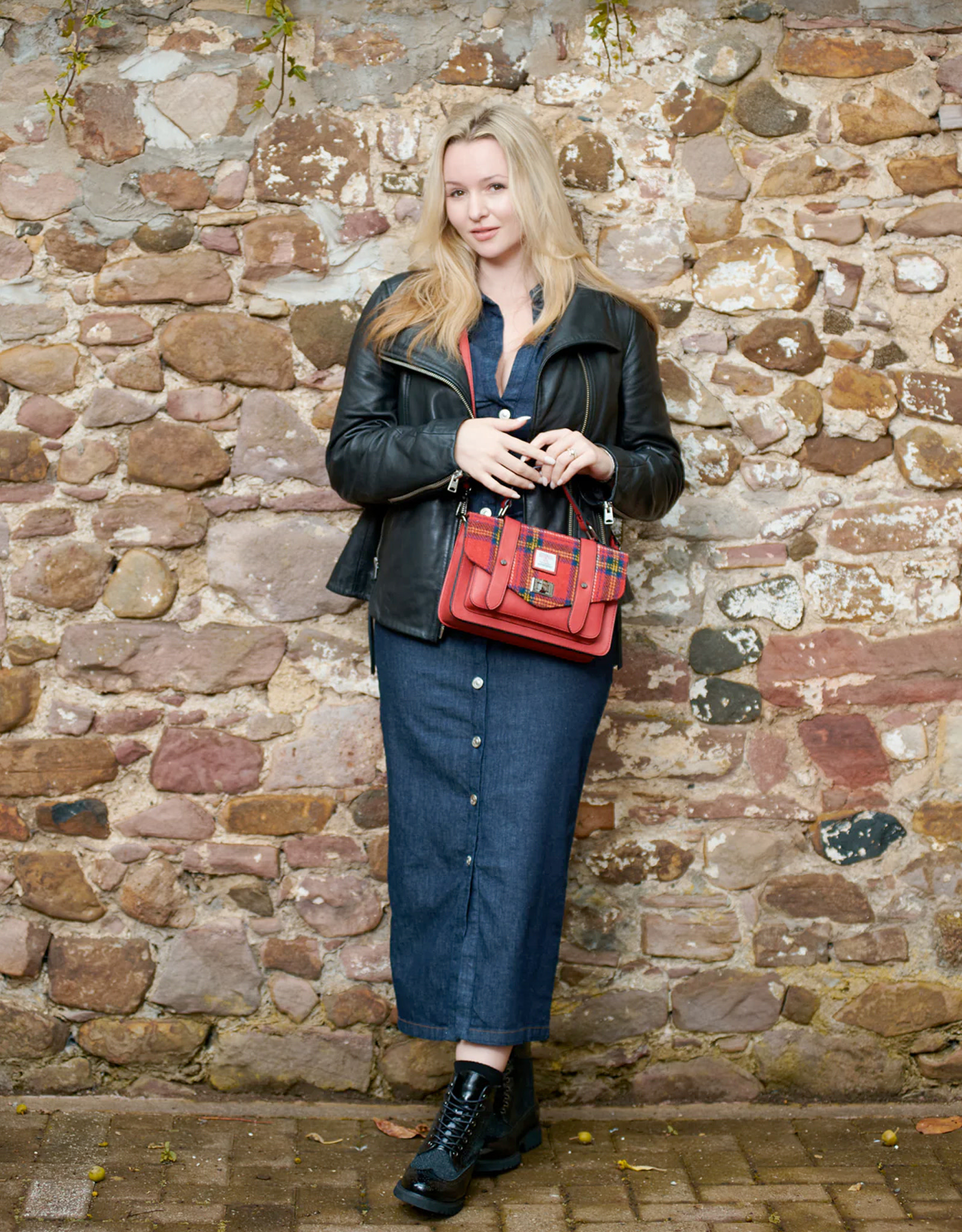 ACCESSORIES ISLANDER MEDIUM SATCHEL w HARRIS TWEED Royal Stewart