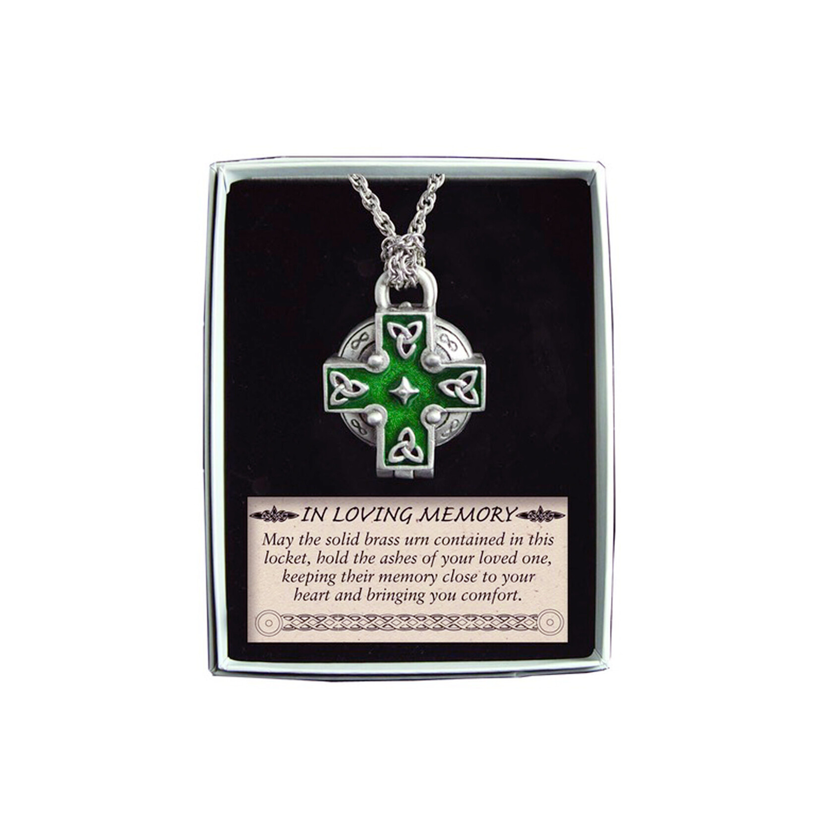 RELIGIOUS MEMORIAL KEEPSAKE VIAL CELTIC CROSS PENDANT