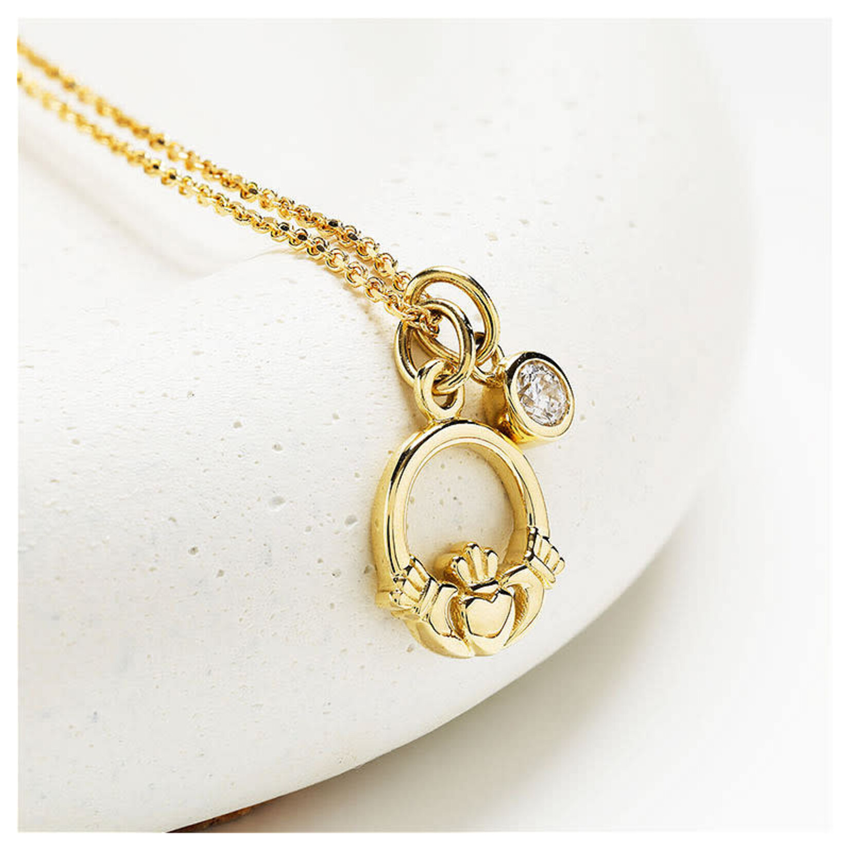 PENDANTS & NECKLACES SHANORE 14K GOLD CLADDAGH PENDANT w LAB DIAMOND