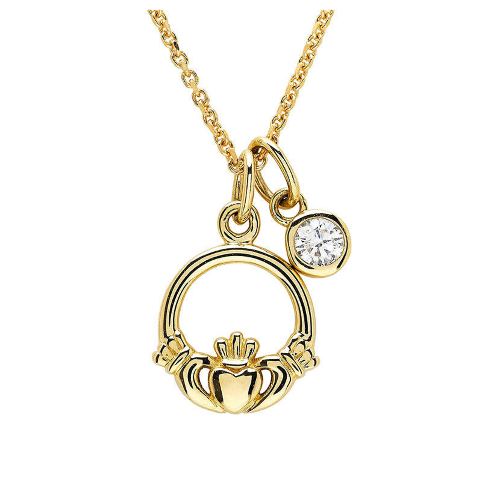 PENDANTS & NECKLACES SHANORE 14K GOLD CLADDAGH PENDANT w LAB DIAMOND
