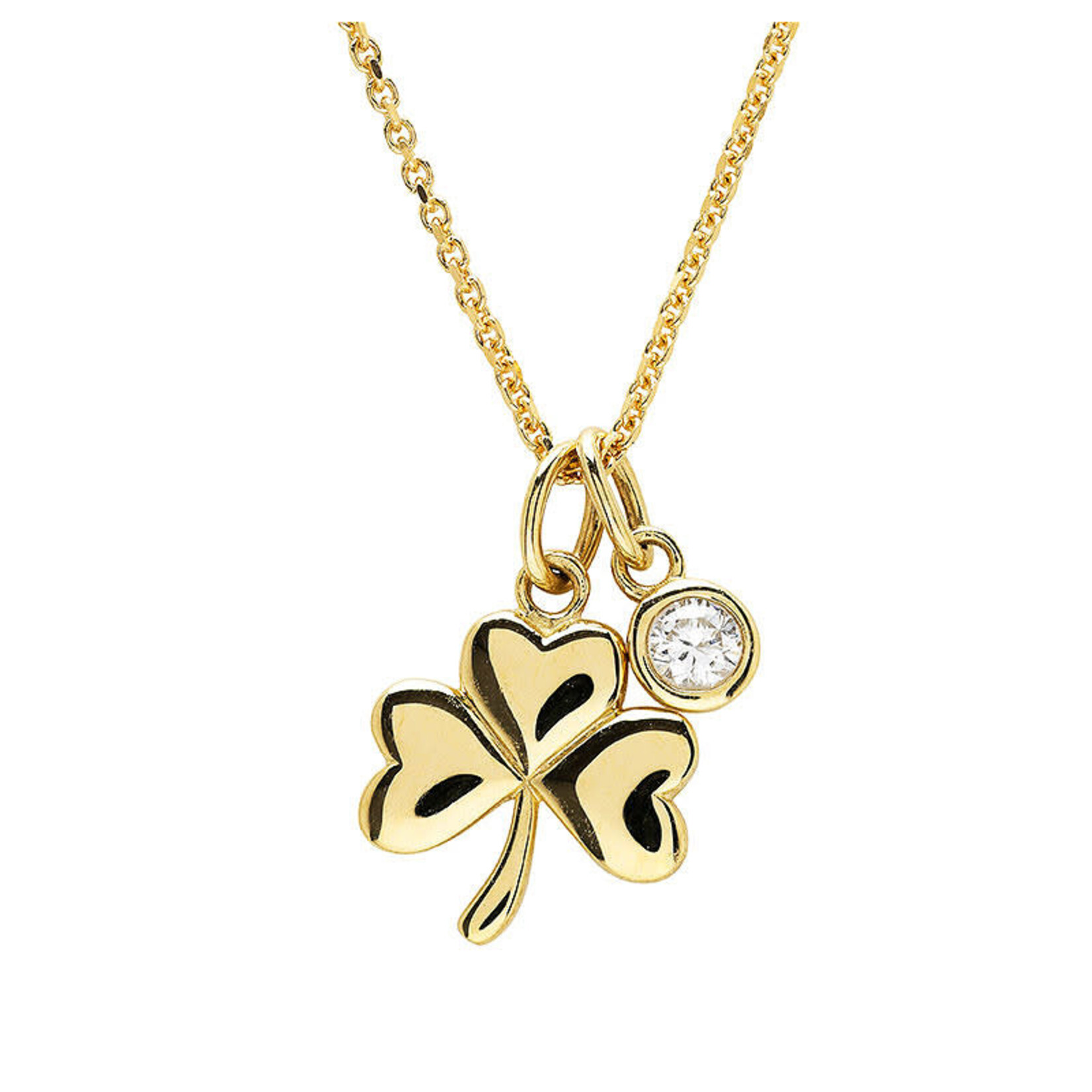 PENDANTS & NECKLACES SHANORE 14K GOLD SHAMROCK PENDANT w LAB DIAMOND