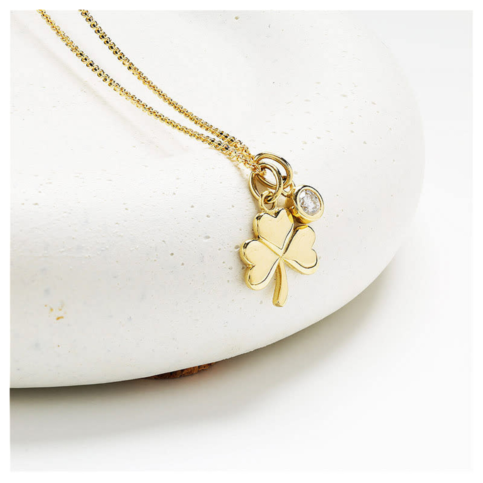 PENDANTS & NECKLACES SHANORE 14K GOLD SHAMROCK PENDANT w LAB DIAMOND