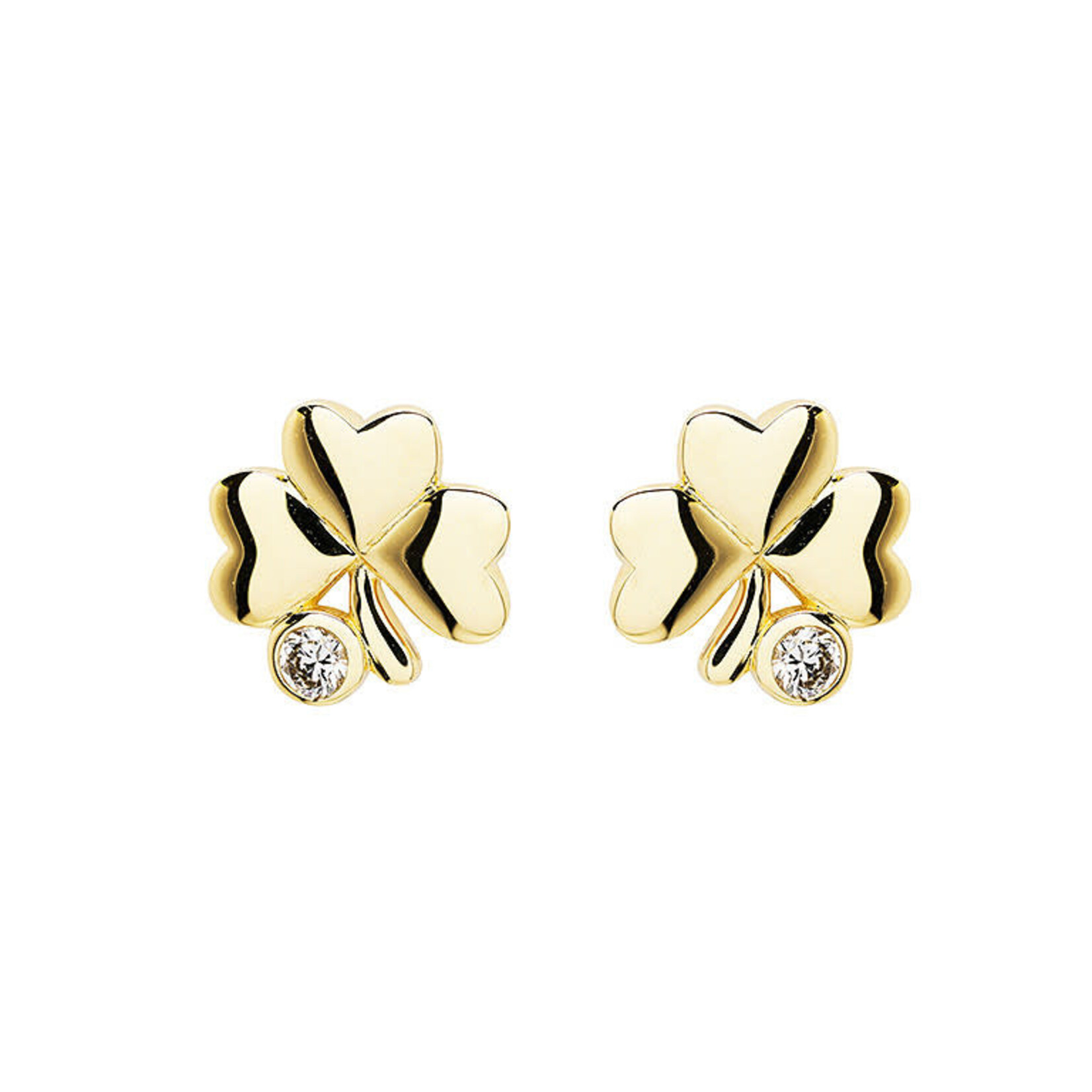 EARRINGS SHANORE 14K GOLD SHAMROCK EARRINGS w LAB DIAMOND
