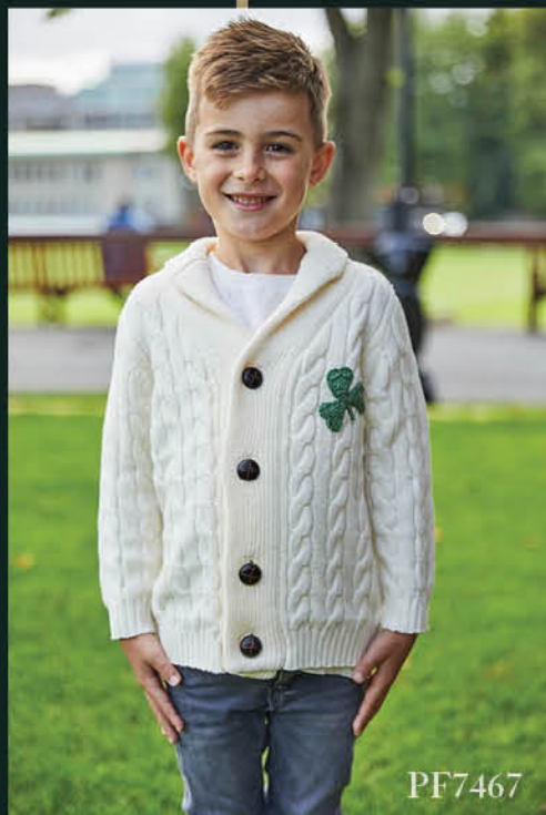 KIDS CLOTHES PATRICK FRANCIS KNIT KIDS CARDIGAN w SHAMROCK