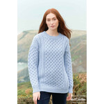 SWEATERS UNISEX ARAN IRISH KNIT CREW NECK SWEATER - Ice Blue