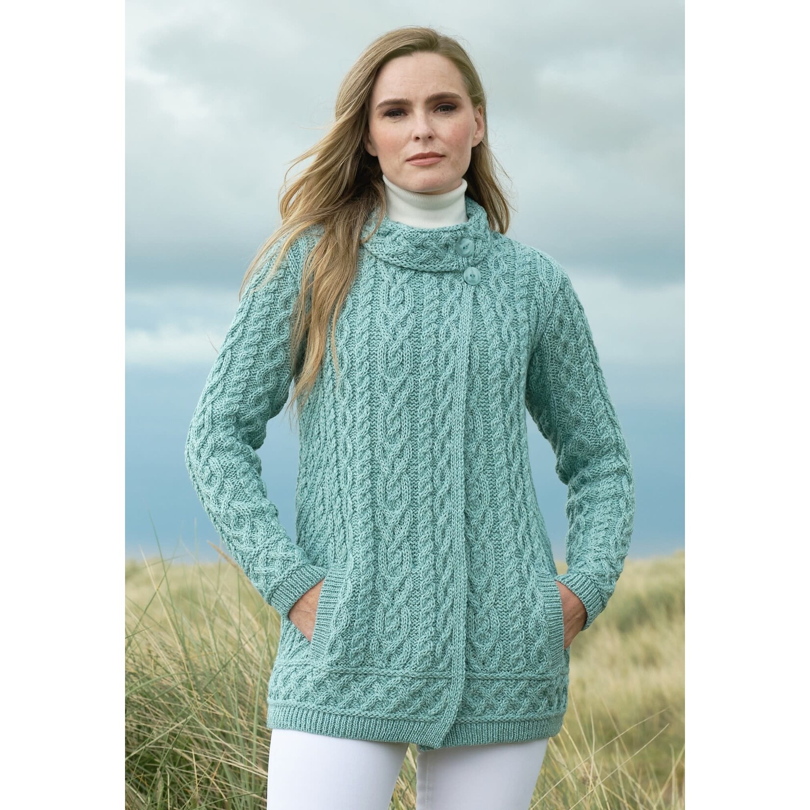 SWEATERS MEATH SIDE BUTTON CARDIGAN - Mermaid