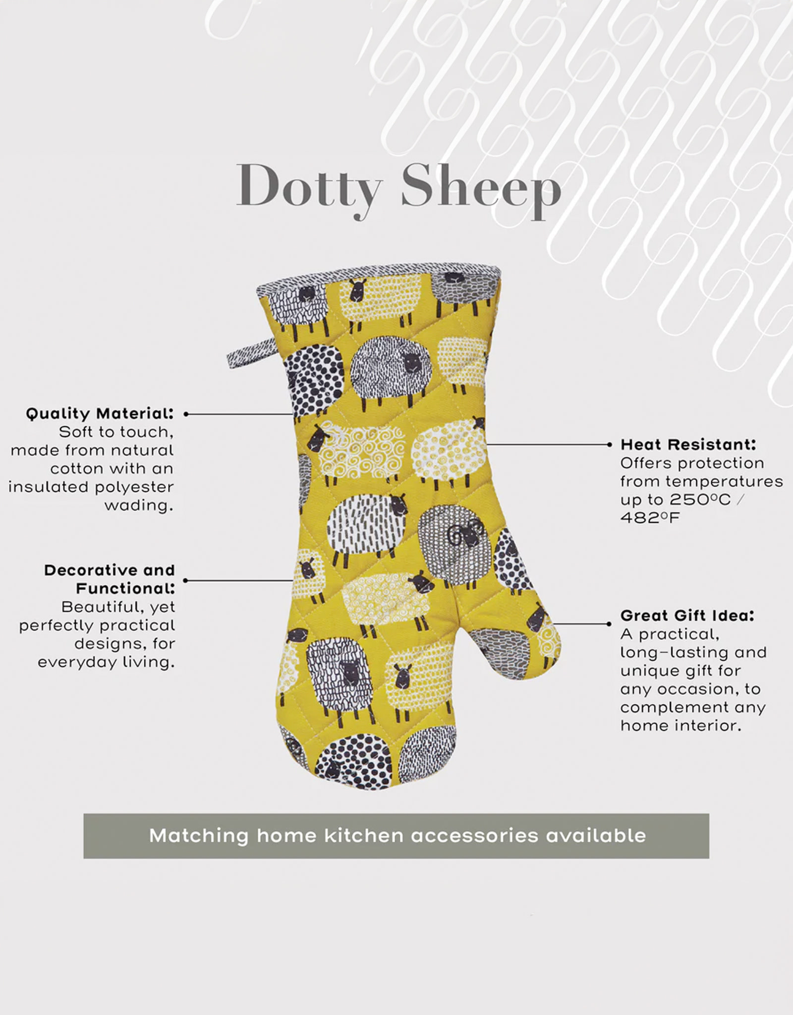 KITCHEN & ACCESSORIES DOTTY SHEEP - Gauntlet Oven Glove