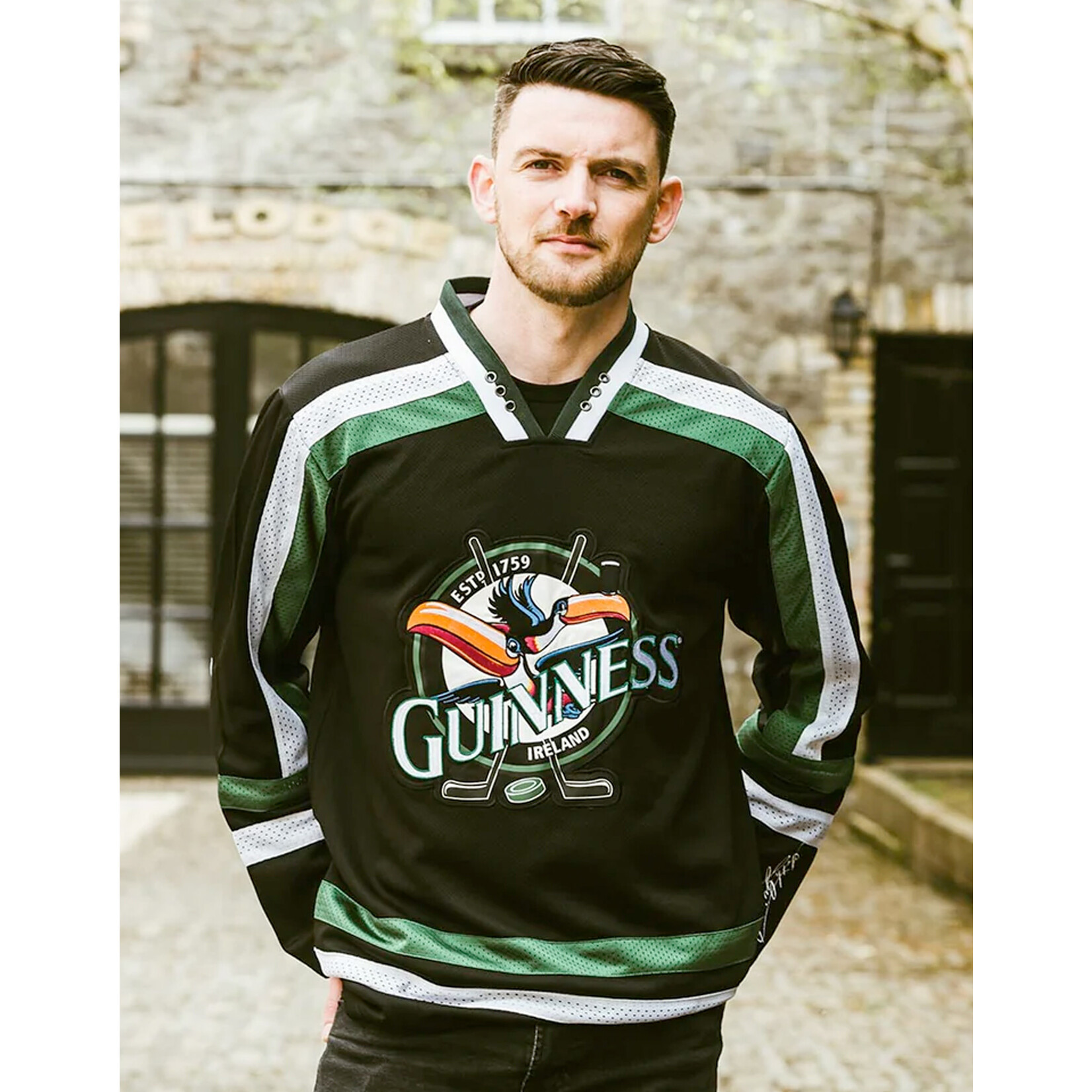 SPORTSWEAR GUINNESS BLK & GRN TOUCAN HOCKEY JERSEY