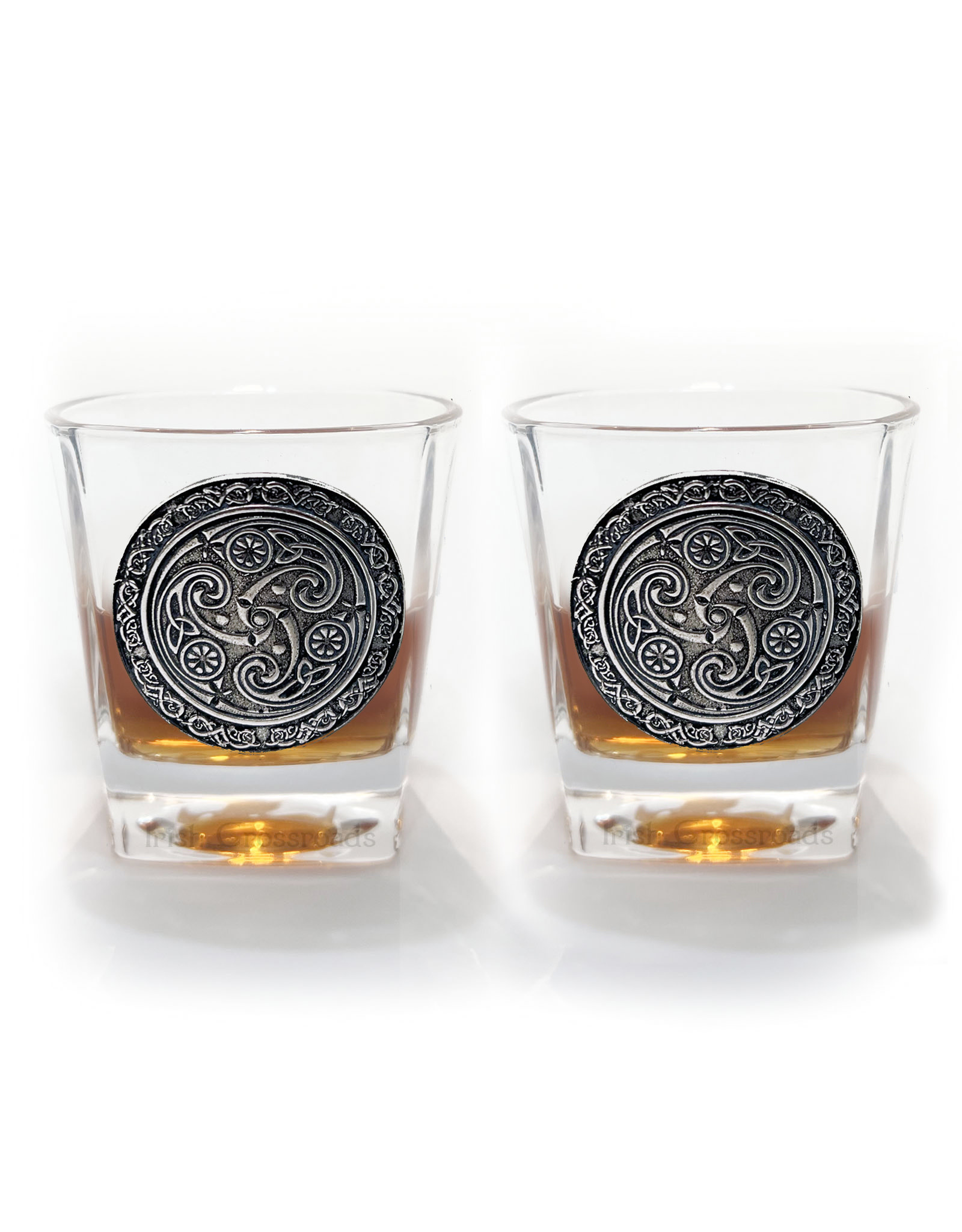BARWARE MULLINGAR PEWTER WHISKEY GLASSES (2) - Kells Spirals