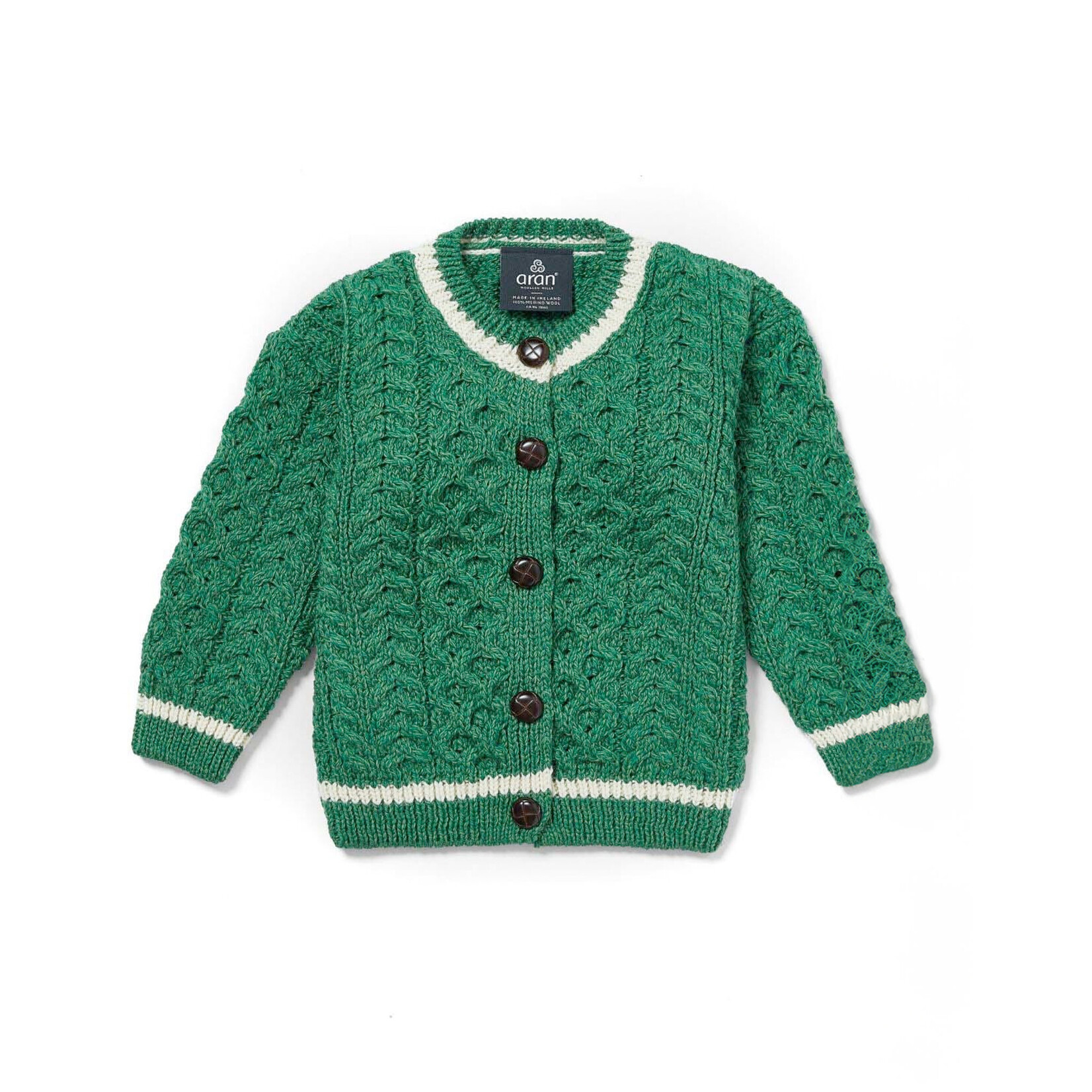 KIDS CLOTHES ARAN CHILDRENS CARDIGAN with STRIPE