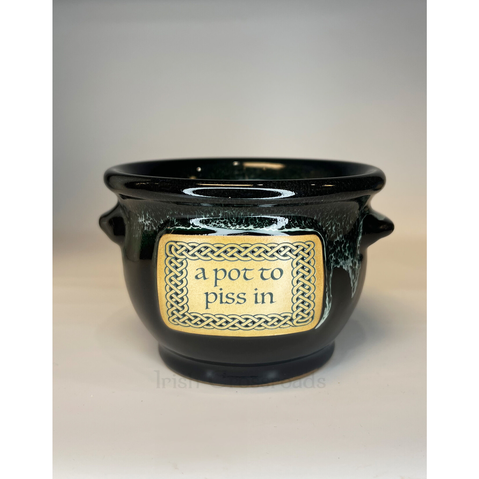 NOVELTY "POT TO PISS IN" CROCK - Blk/Grn Marble