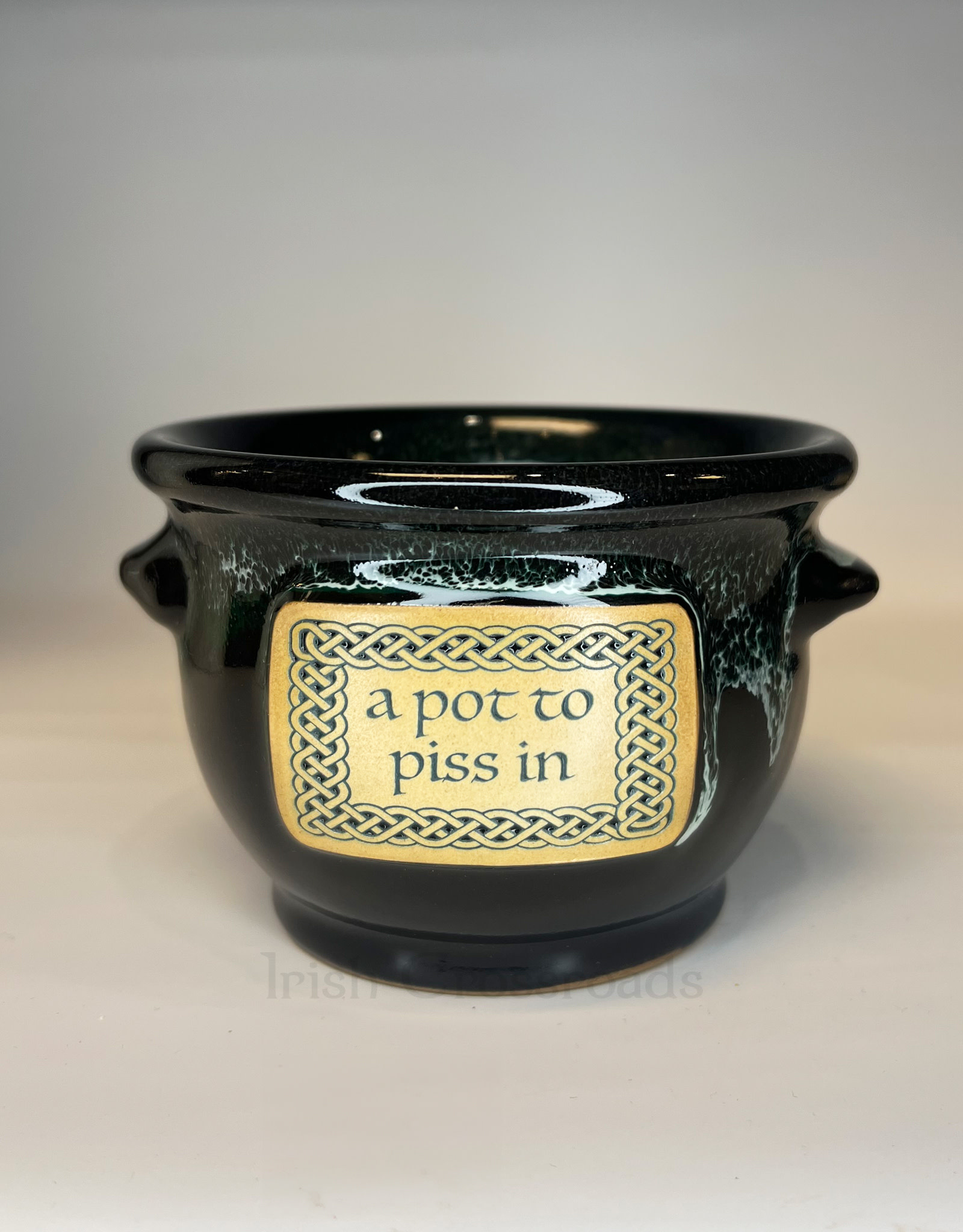NOVELTY "POT TO PISS IN" CROCK - Blk/Grn Marble
