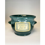 NOVELTY "POT TO PISS IN" CROCK - Teal/Wht Marble