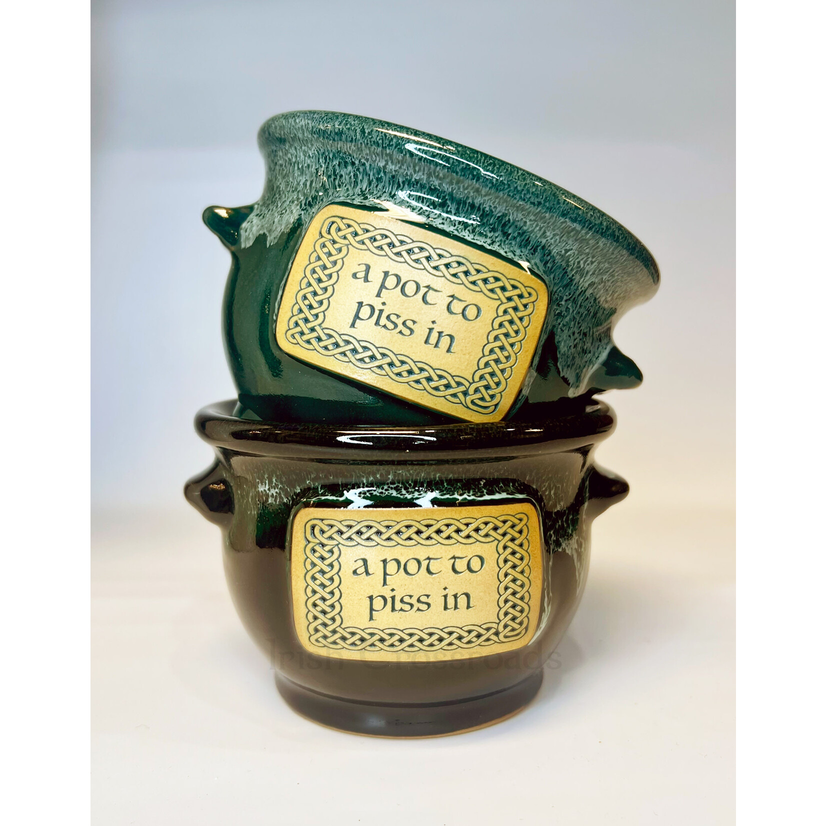 NOVELTY "POT TO PISS IN" CROCK - Blk/Grn Marble