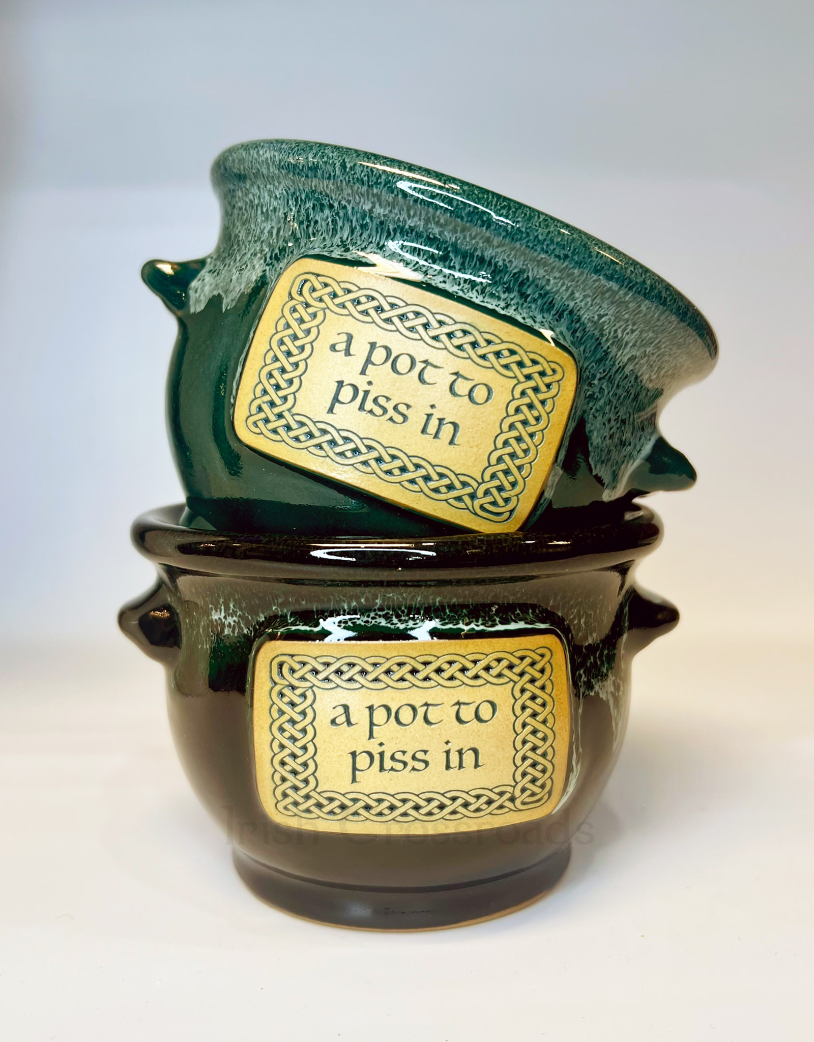 NOVELTY "POT TO PISS IN" CROCK - Blk/Grn Marble