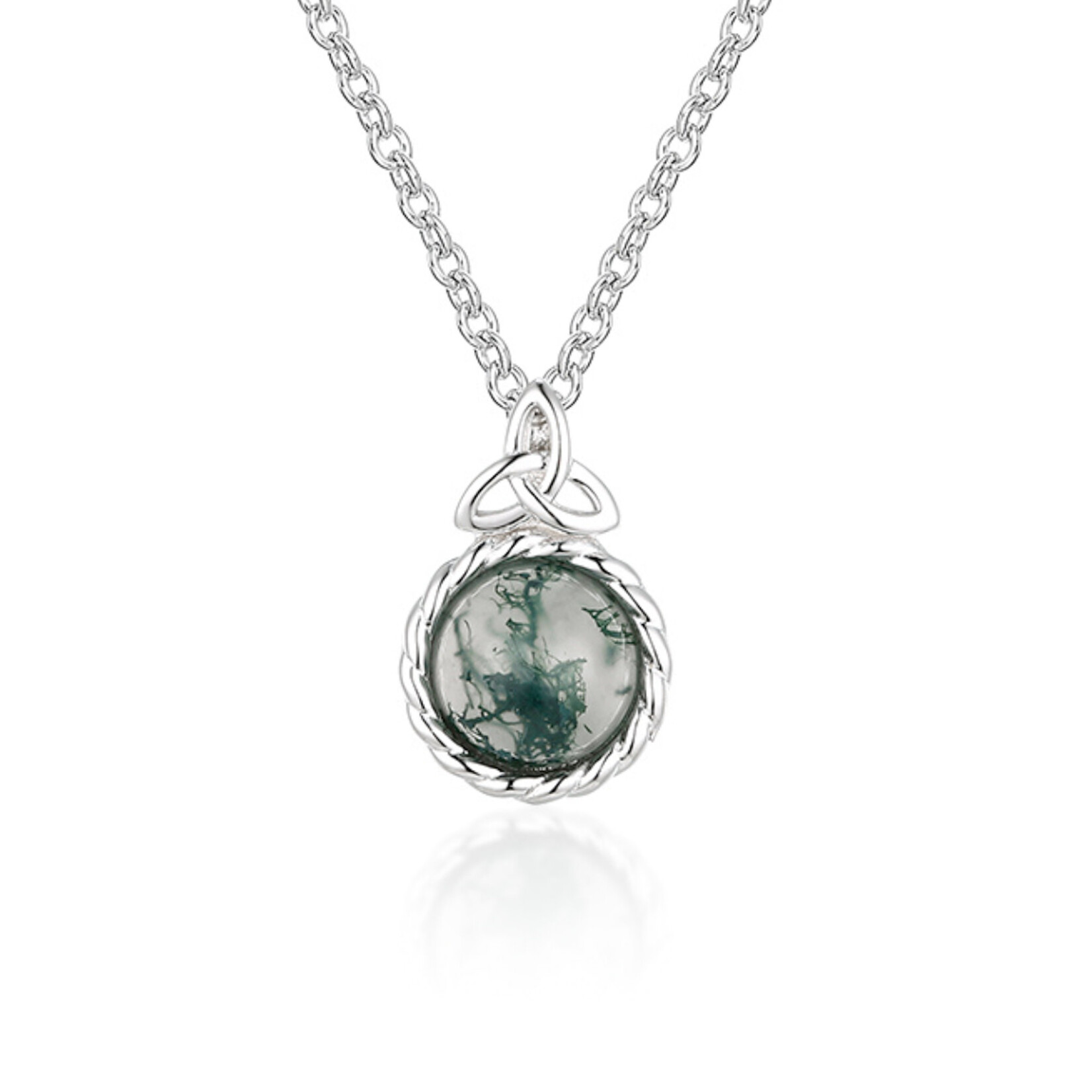 PENDANTS & NECKLACES BORU STERLING TRINITY MOSS AGATE  PENDANT