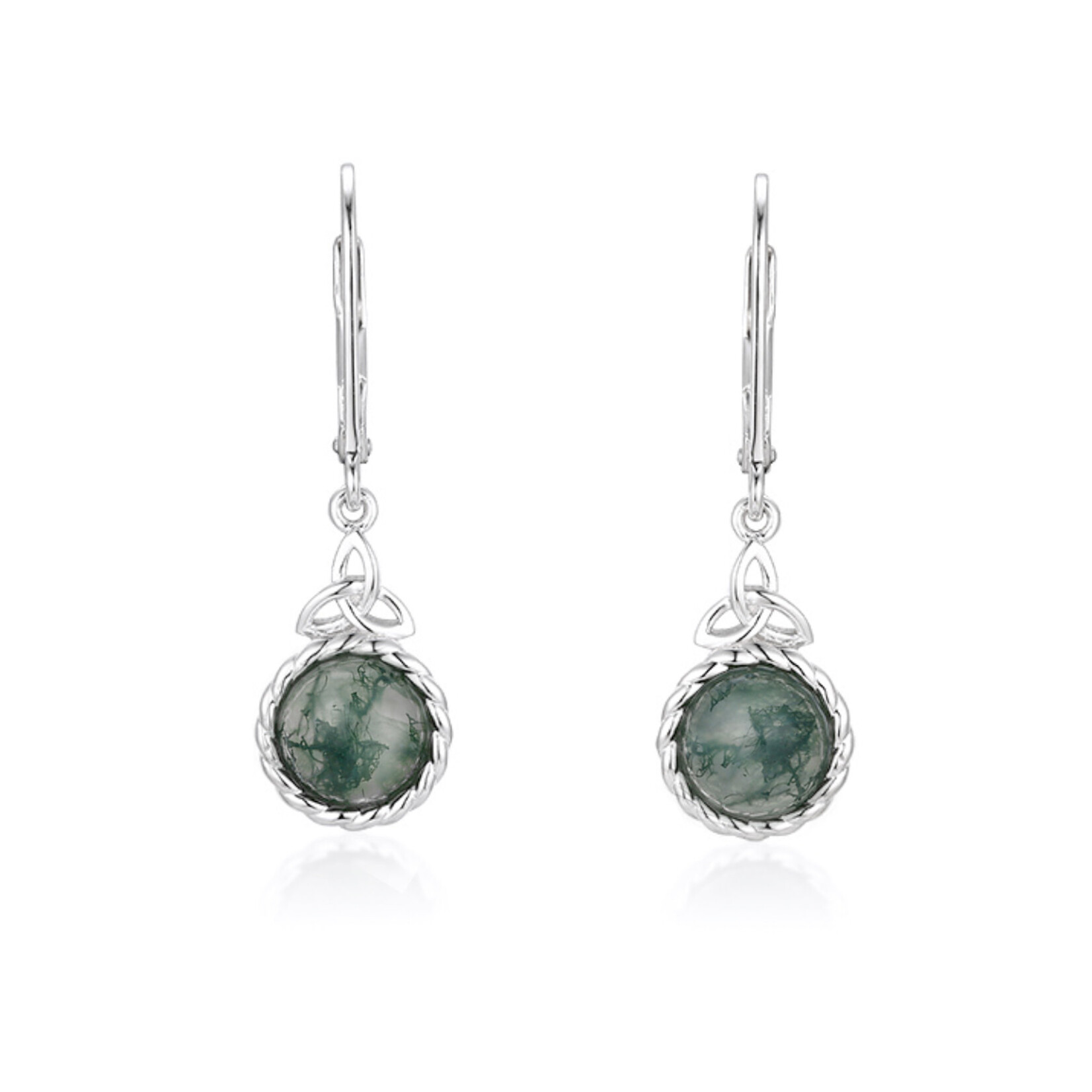 EARRINGS BORU STERLING TRINITY MOSS AGATE DROP EARRINGS