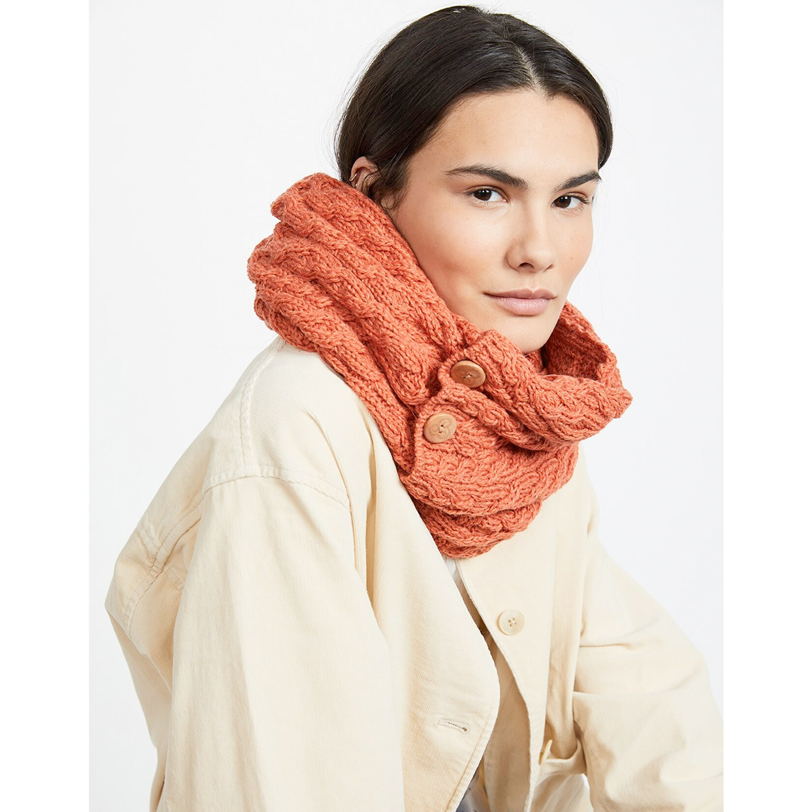 ACCESSORIES ARAN SNOOD SCARF with BUTTONS