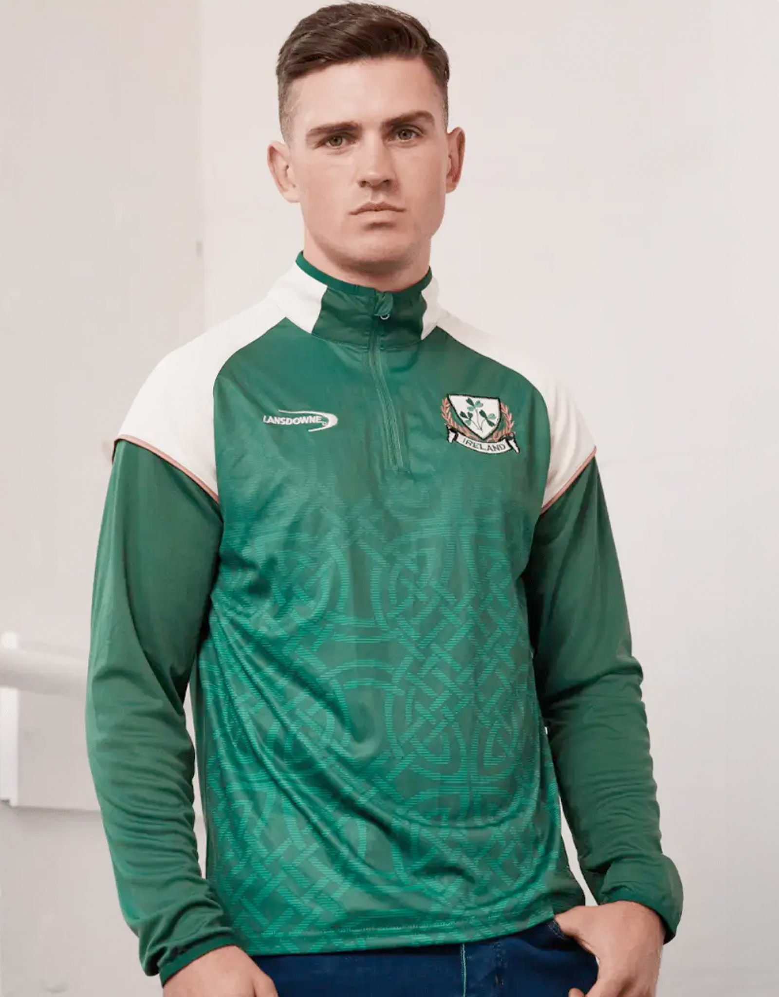 SHIRTS LANSDOWNE BOTTLE GRN CELTIC QUARTER ZIP
