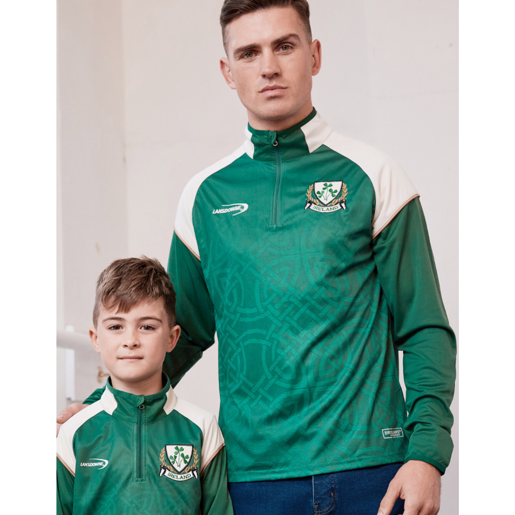 SHIRTS LANSDOWNE BOTTLE GRN CELTIC QUARTER ZIP