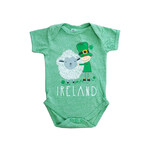 BABY CLOTHES GRN MARL ONESIE w/ SHEEP & LEPRECHAUN