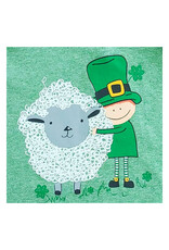 BABY CLOTHES GRN MARL ONESIE w/ SHEEP & LEPRECHAUN