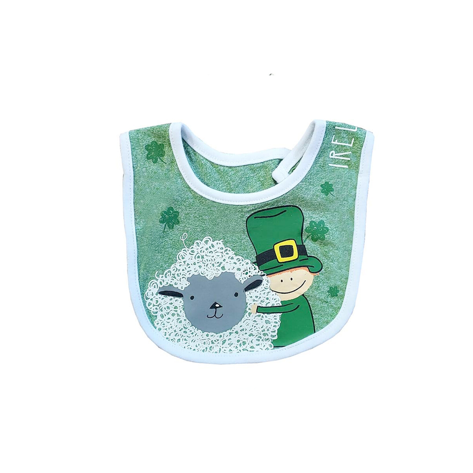 BABY ACCESSORIES GRN MARL BIB w/ SHEEP & LEPRECHAUN