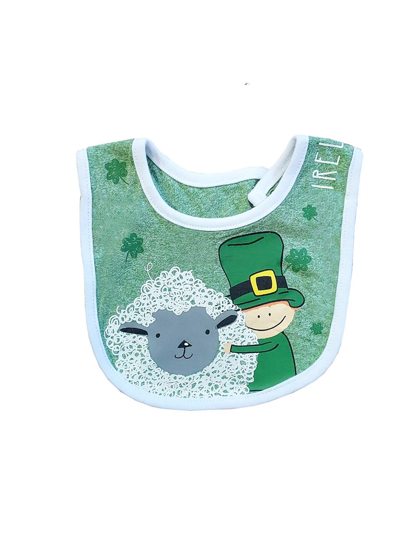 BABY ACCESSORIES GRN MARL BIB w/ SHEEP & LEPRECHAUN