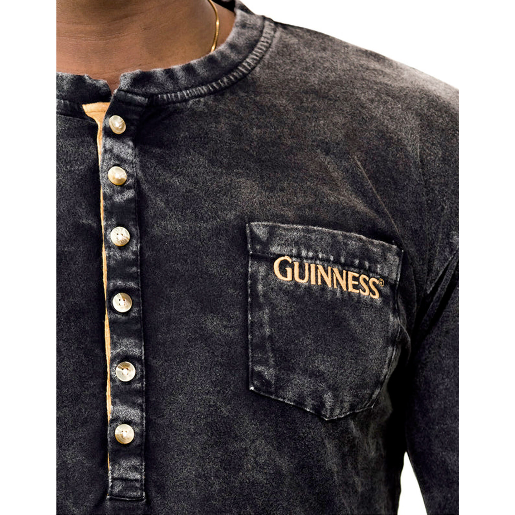 SHIRTS GUINNESS CLASSIC WASHED BLK HENLEY